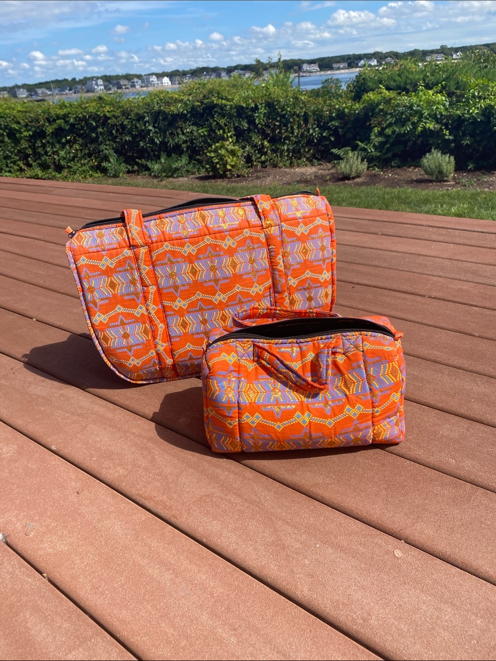 Handmade in Africa! Quilted Women's Tote and Cosmetic Bag Set